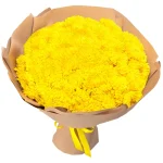 Букет из 51 желтой одноголовой хризантемы